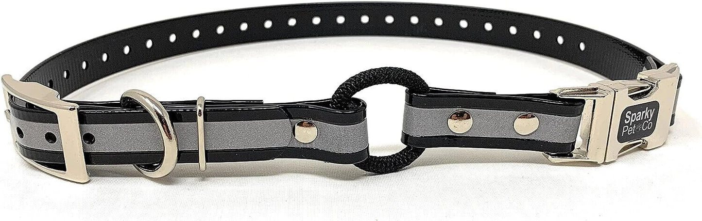 Sparky Pet Co - Zeus ECollar Replacement Strap - Bungee Loop Dog Collar - Waterproof Biothane - Adjustable - Double Buckle - Quick Snap Metal Clasp - Invisible Fence Systems - 3/4" x 28" - 8 Colors