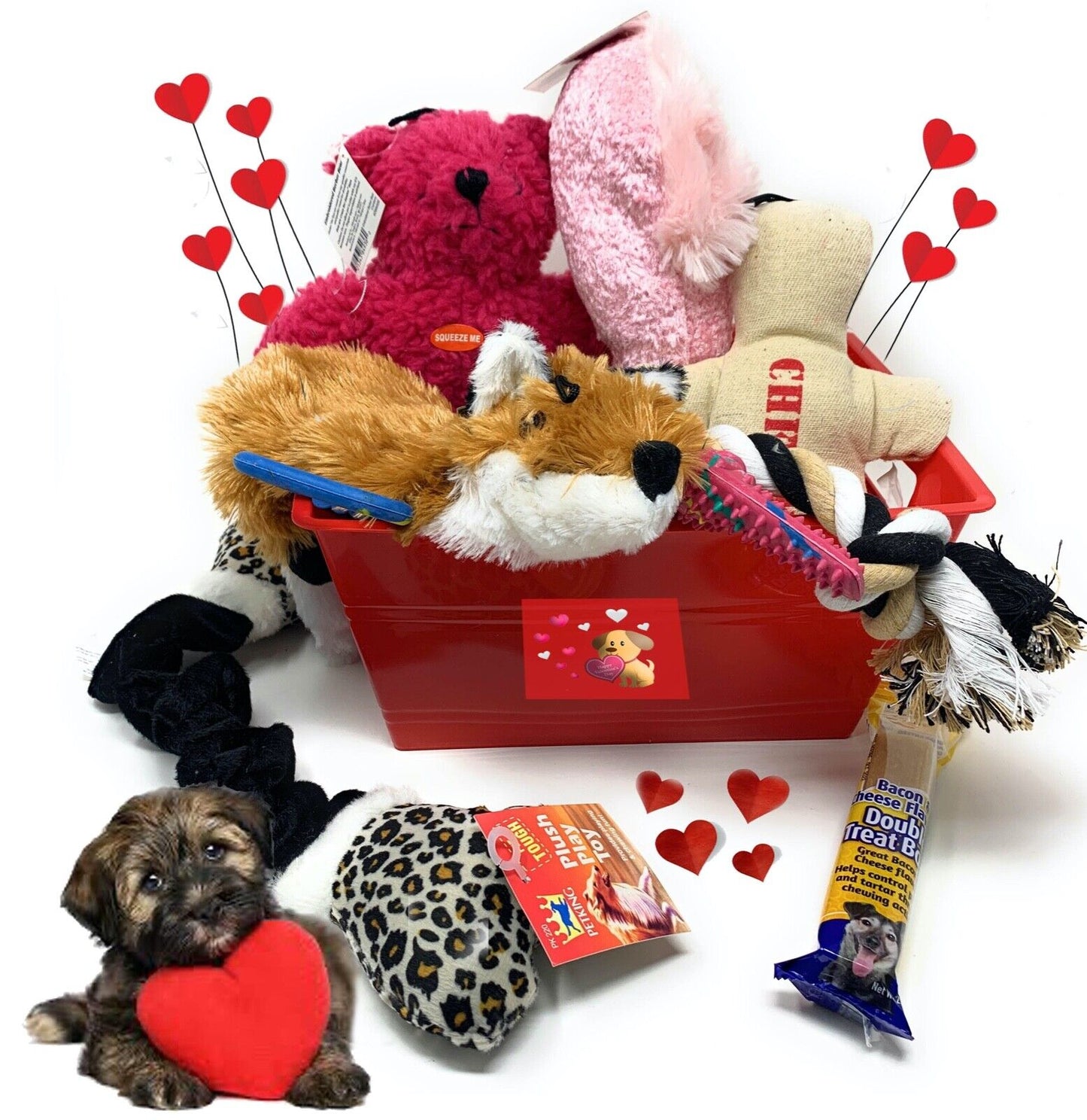 Happy Valentines to Your Best Friend with a Tail Wagging Valentines Basket- Dog