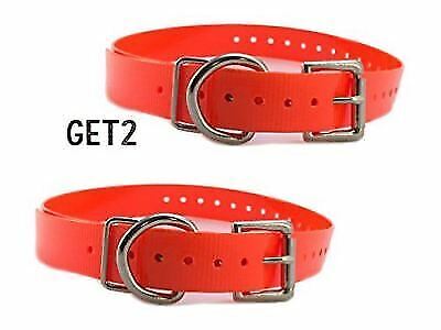 (2) SparkyPetCo 3/4" - Roller Buckle High Flex Dog Strap For Garmin Dogtra - Neon Orange