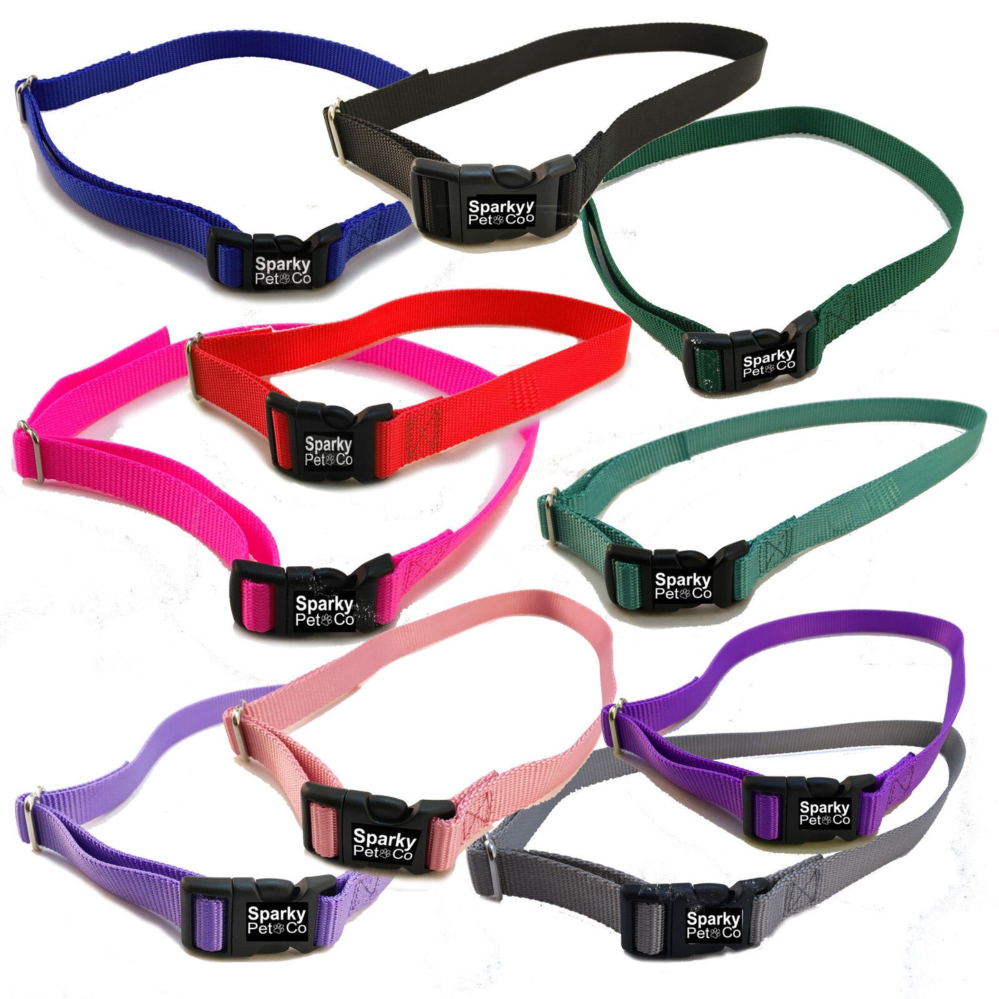 Sparky Pet Co 1" Solid Nylon Replacement Dog Collars for Remote Trainers - 14 Colors