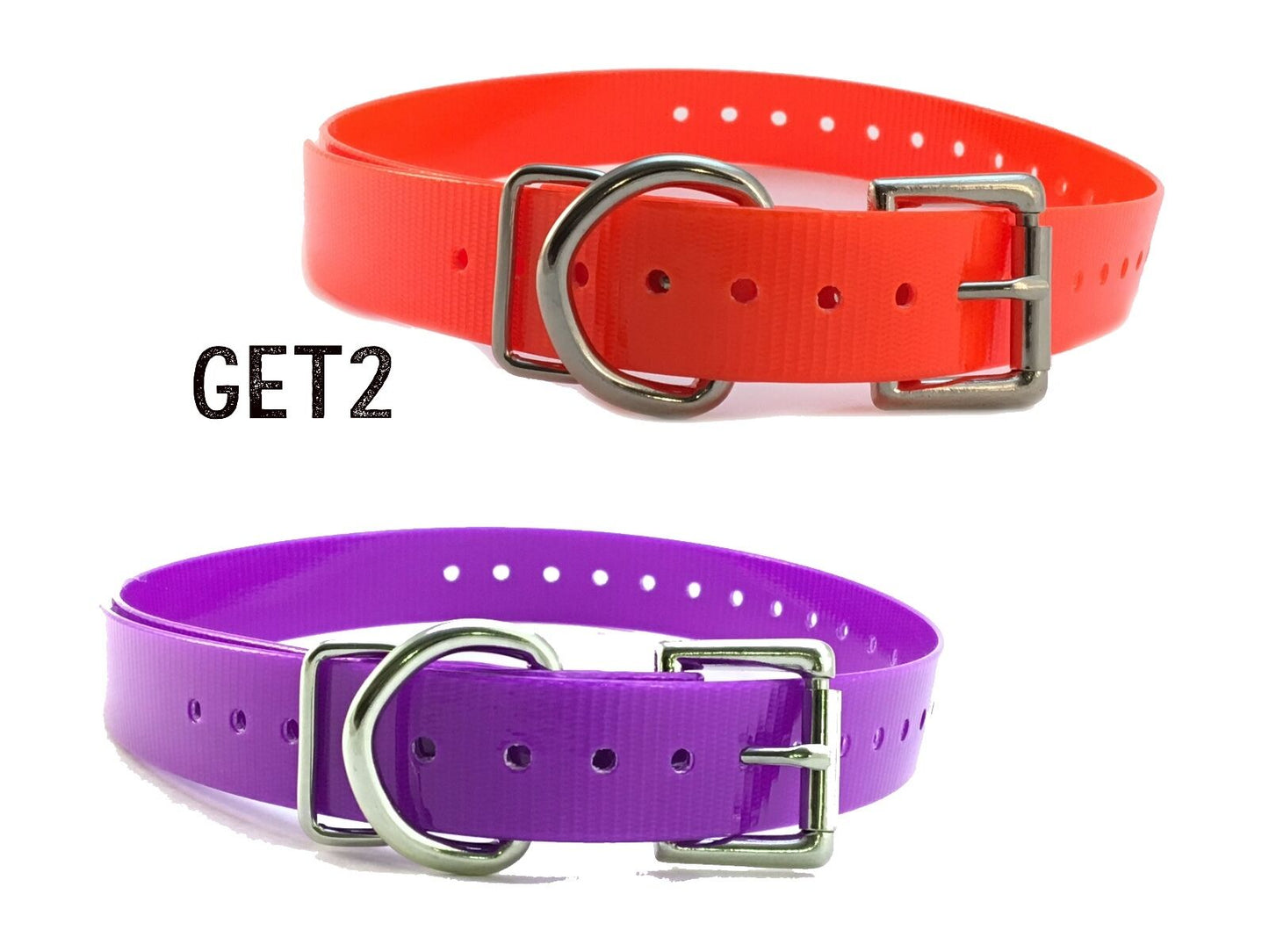 (2) Sparky Pet Co 3/4" - Roller Buckle High Flex Dog Strap - Orange & Purple