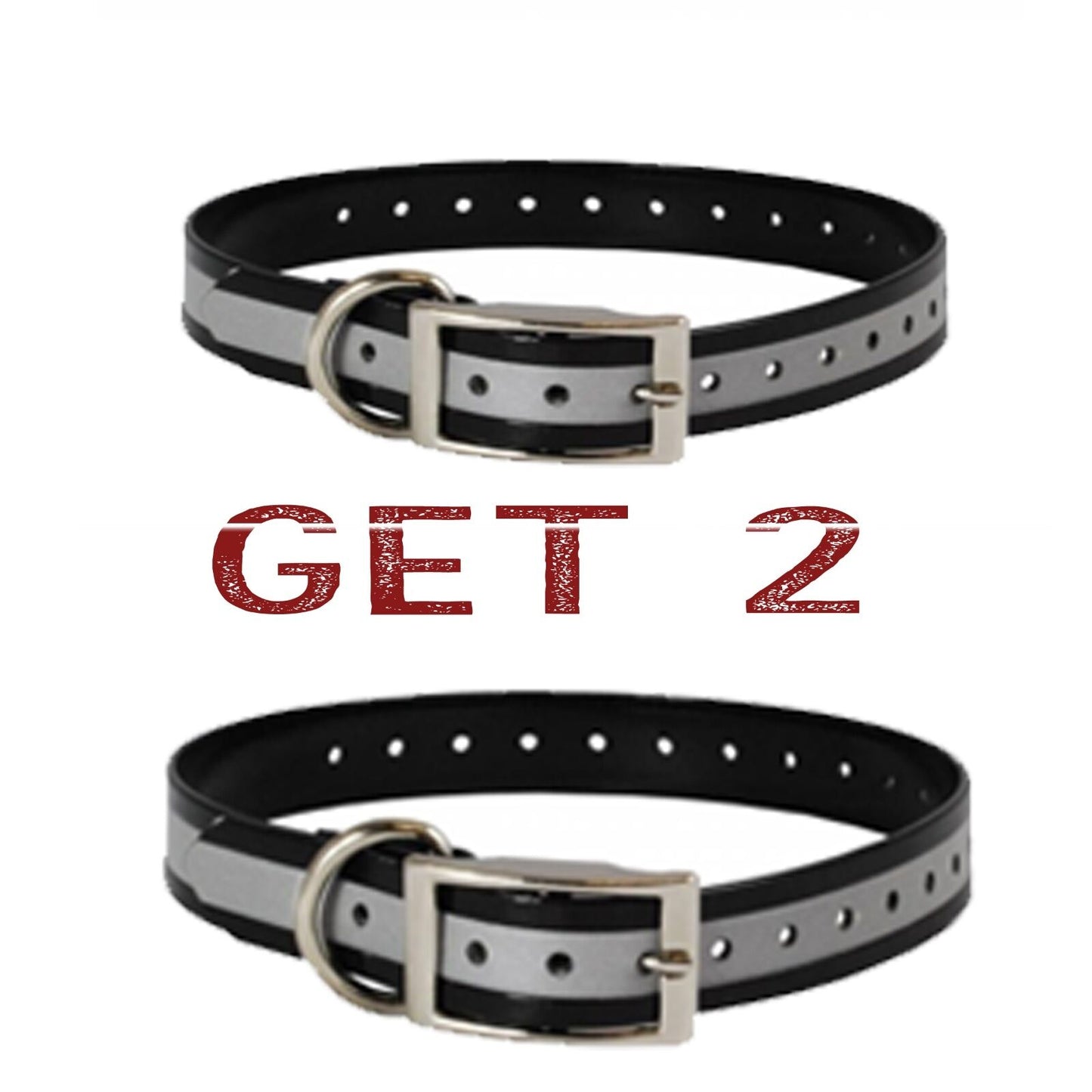 (2) Sparky Pet Co 1" Square Buckle High Flex Dog Strap - Reflective Black