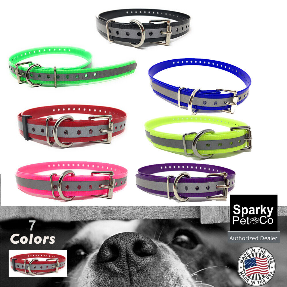 Sparky Pet Co 3/4 inch E Collar Reflective Replacement Dog Strap- 7 Colors