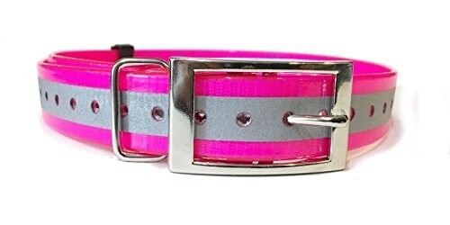 Sparky Pet Co 3/4" Square Buckle High Flex Dog Strap For Garmin Dogtra - Reflective Pink