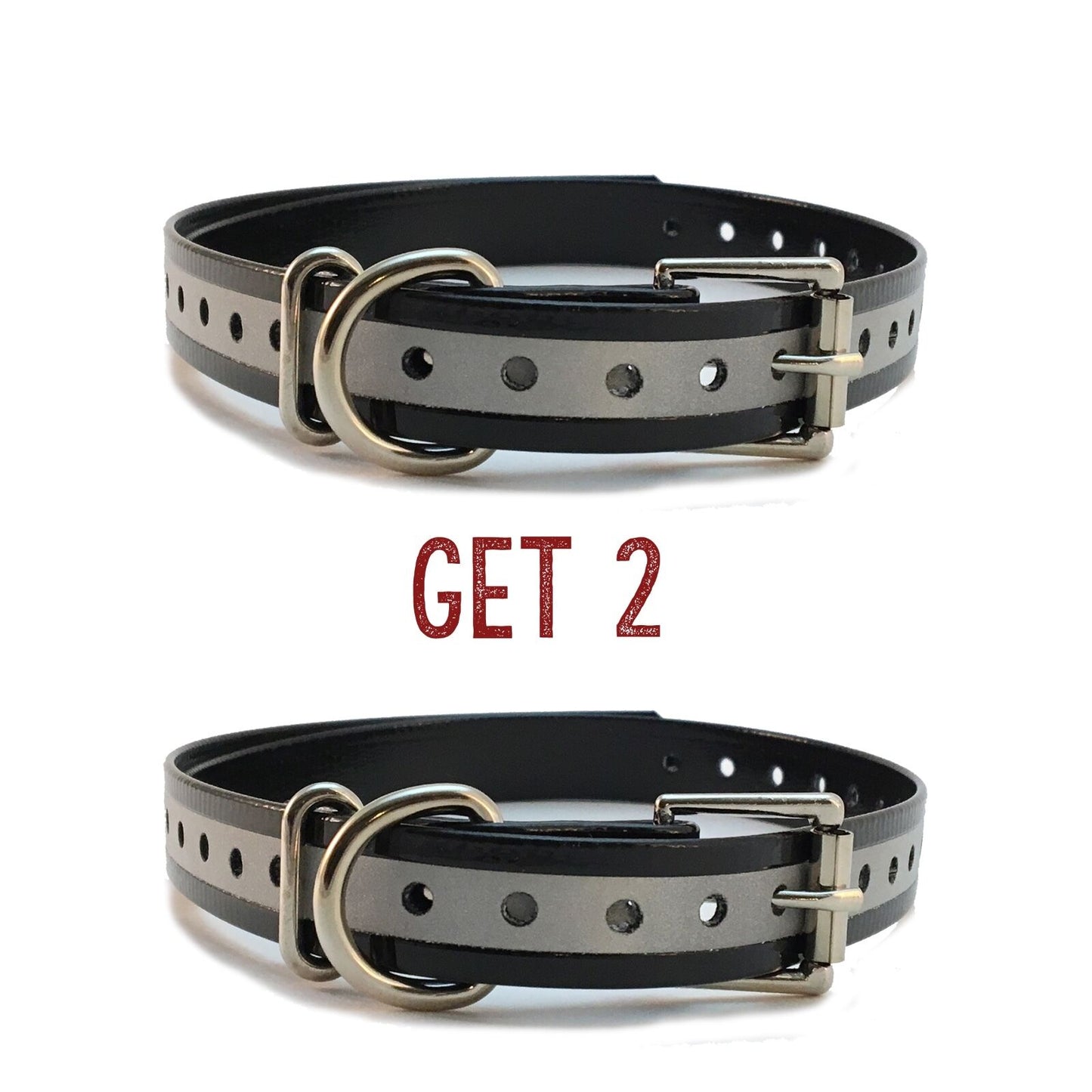 (2) Sparky Pet Co 1" Roller Buckle High Flex Dog Strap - Reflective Black