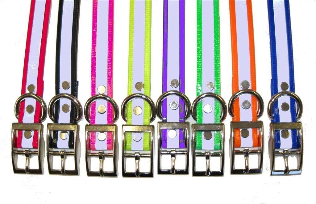 Sparky Pet Co 1" Reflective High Flex E-collar, Bark Collar Square Buckle Replacement Strap with Strip - 8 Colors