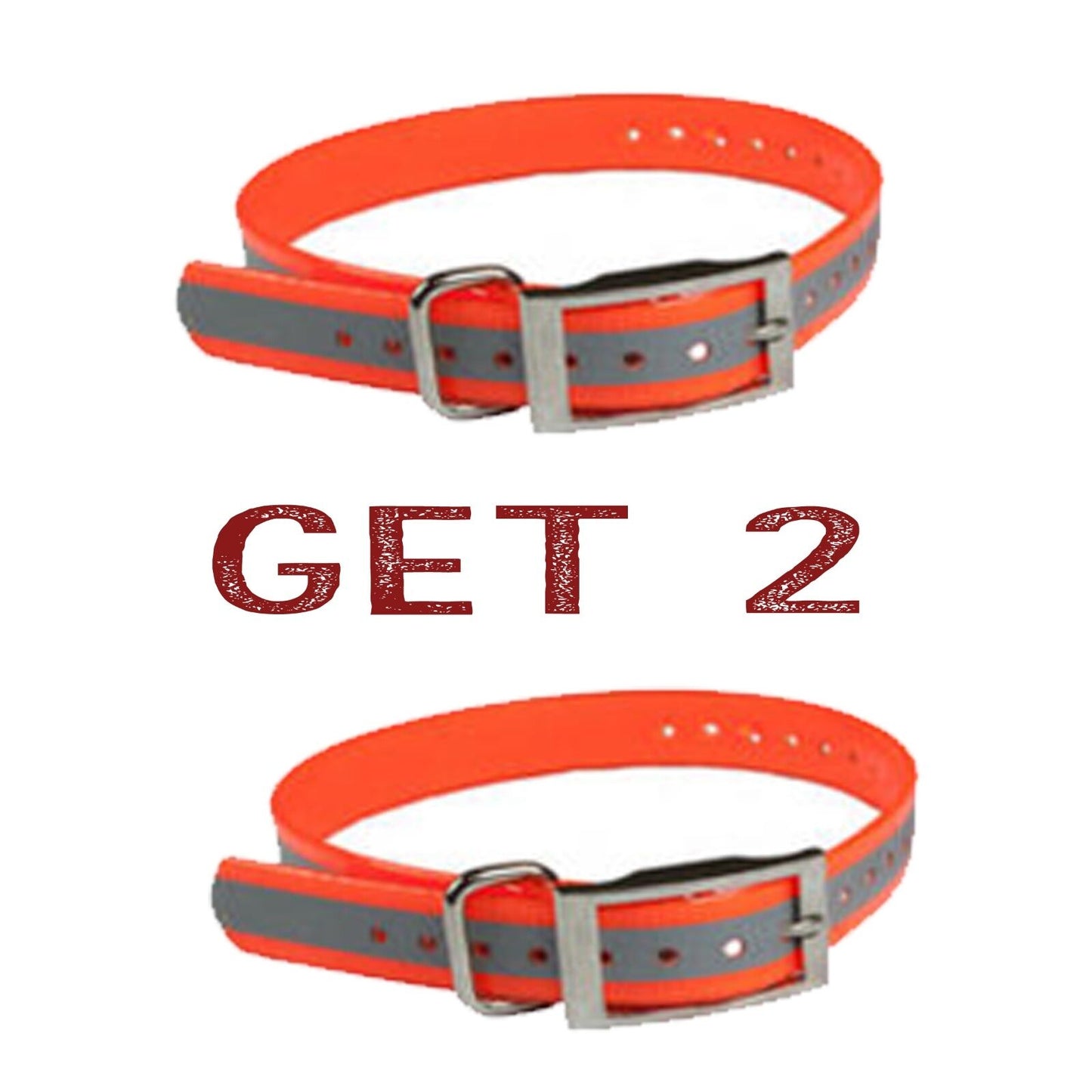 (2) Sparky Pet Co 1" Square Buckle High Flex Dog Strap - 2 Reflective Orange