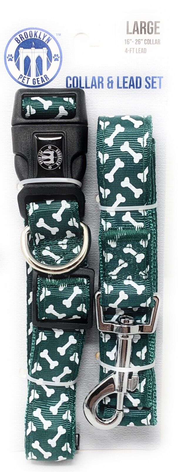 BROOKLYN PET GEAR 4 ft Dog Leash/Lead & Adjustable Pet Collar Set