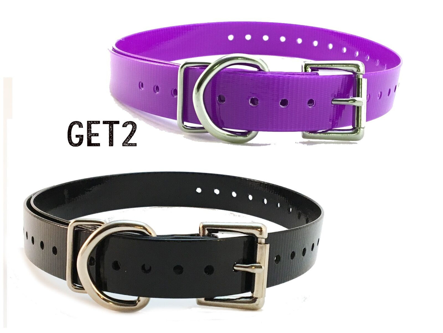 (2) Sparky Pet Co 3/4" - Roller Buckle High Flex Dog Strap - Black & Purple