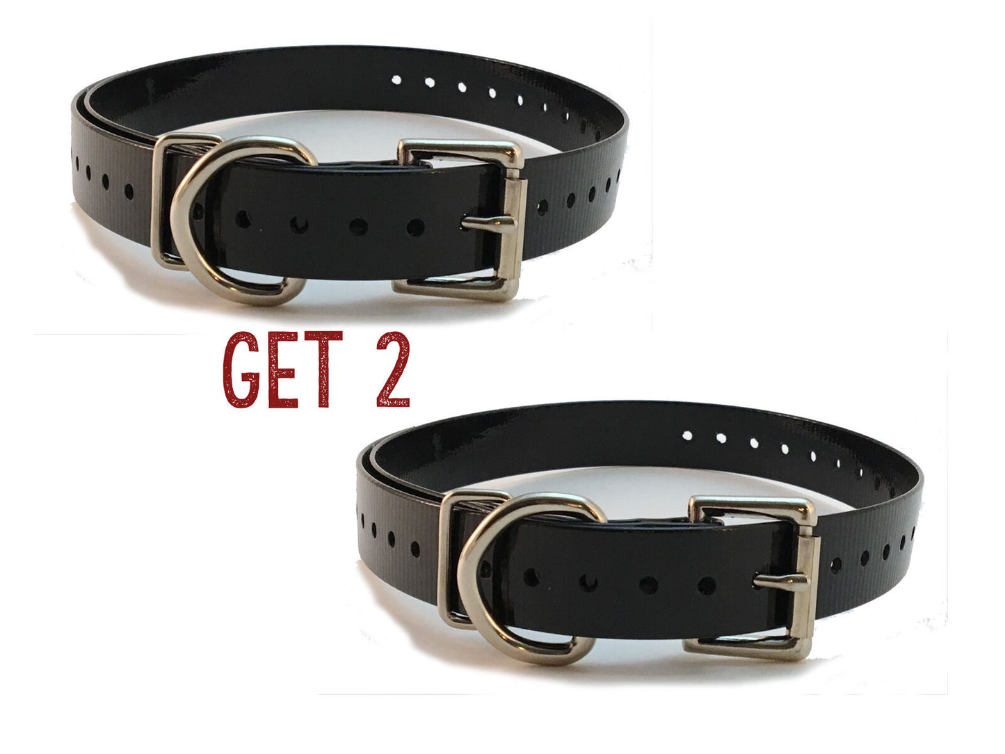 (2) Sparky Pet Co 3/4" - Roller Buckle High Flex Dog Strap - Black