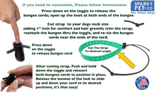 Small Dog GPS Replacement Collar Bungee Multi Hole Flex, 1" Wide, Toggle Closure (Variants)