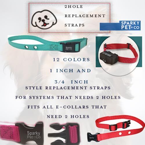 Sparky Pet Co 3/4" Nylon E-Collar Replacement Strap – 2-Hole 1 5/8" Apart – Universal Fit for Dog Fence Systems - Black