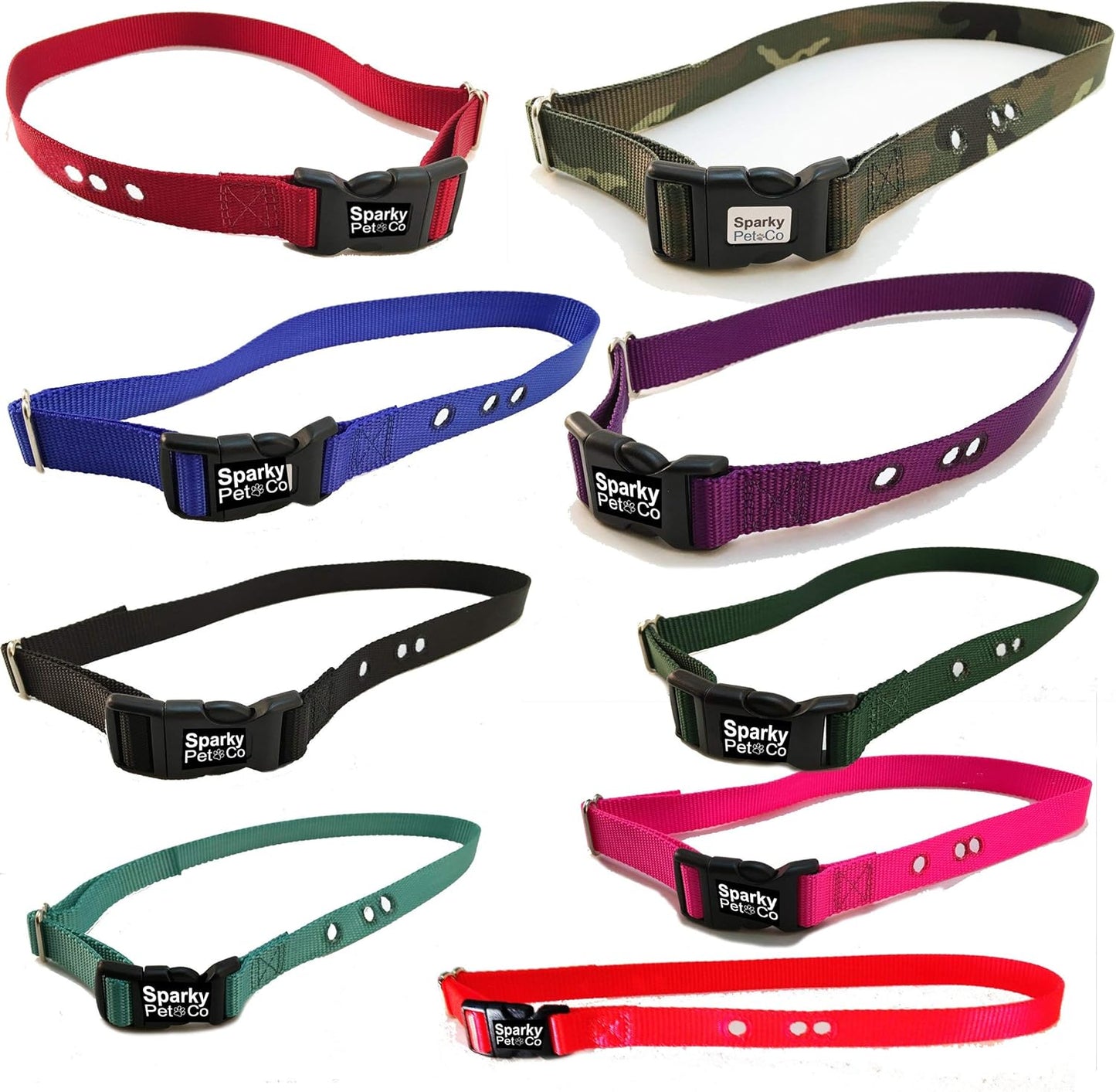 Sparky Pet Co 1” Nylon E-Collar Replacement Strap – 3 Non-Consecutive Holes – Heavy Duty Snap-Lock Buckle for Bark Fence Systems - Neon Orange