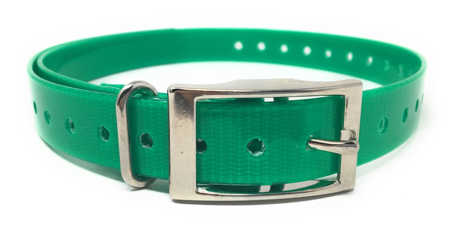 Sparky Pet Co 1" Waterproof High Flex Square Buckle Straps for E Collar Systems - Green