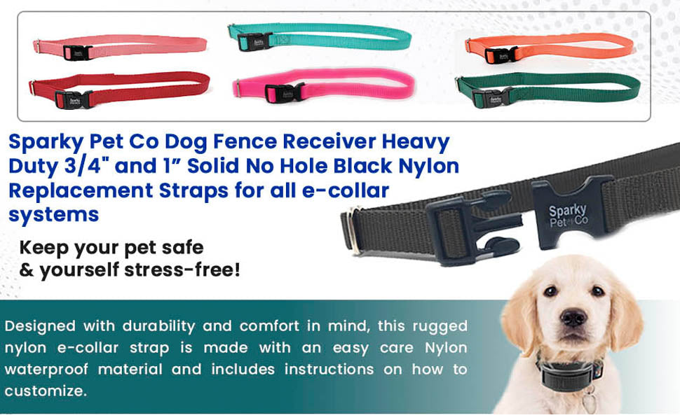 ECollar Replacement Strap - Easy Release Black Plastic Buckle Dog Collar - Solid Nylon - Adjustable Compatible with No Hole Bark, Wireless Fence,In Ground Fence Collars - 1" Wide (Camo Green)