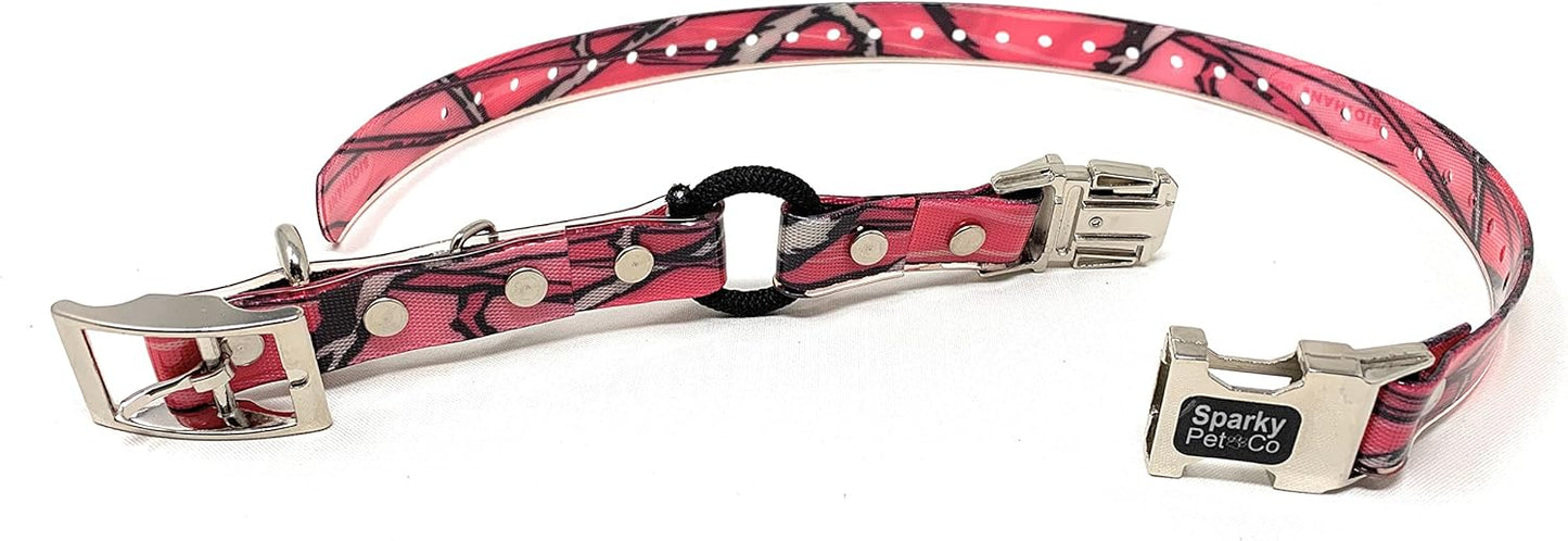 Sparky Pet Co - Zeus ECollar Replacement Strap - Bungee Loop Dog Collar - Waterproof Biothane - Adjustable - Double Buckle - Quick Snap Metal Clasp - Invisible Fence Systems - (Variants)