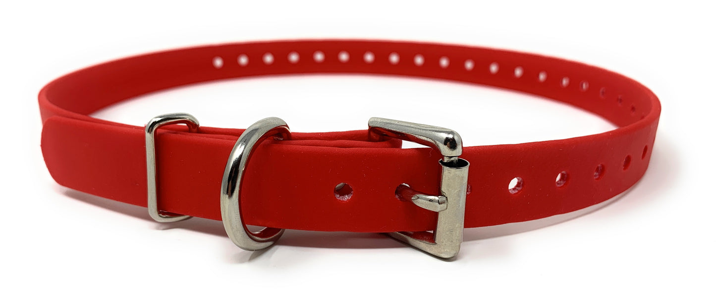 (2) Sparky Pet Co 3/4" Waterproof Biothane Roller Buckle E Collar Receiver Replacement Strap - 2 - Red/Teal