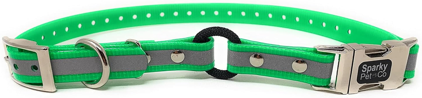 Sparky Pet Co - Zeus ECollar Replacement Strap - Bungee Loop Dog Collar - Waterproof Biothane - Adjustable - Double Buckle - Quick Snap Metal Clasp - Invisible Fence Systems - (Variants)