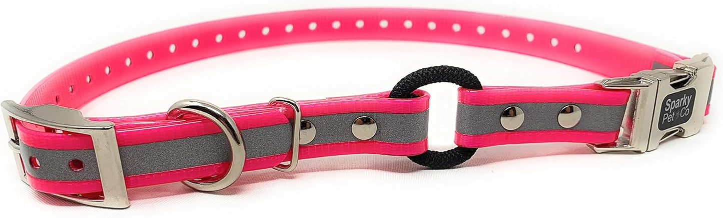 Sparky Pet Co - Zeus ECollar Replacement Strap - Bungee Loop Dog Collar - Waterproof Biothane - Adjustable - Double Buckle - Quick Snap Metal Clasp - Invisible Fence Systems - (Variants)