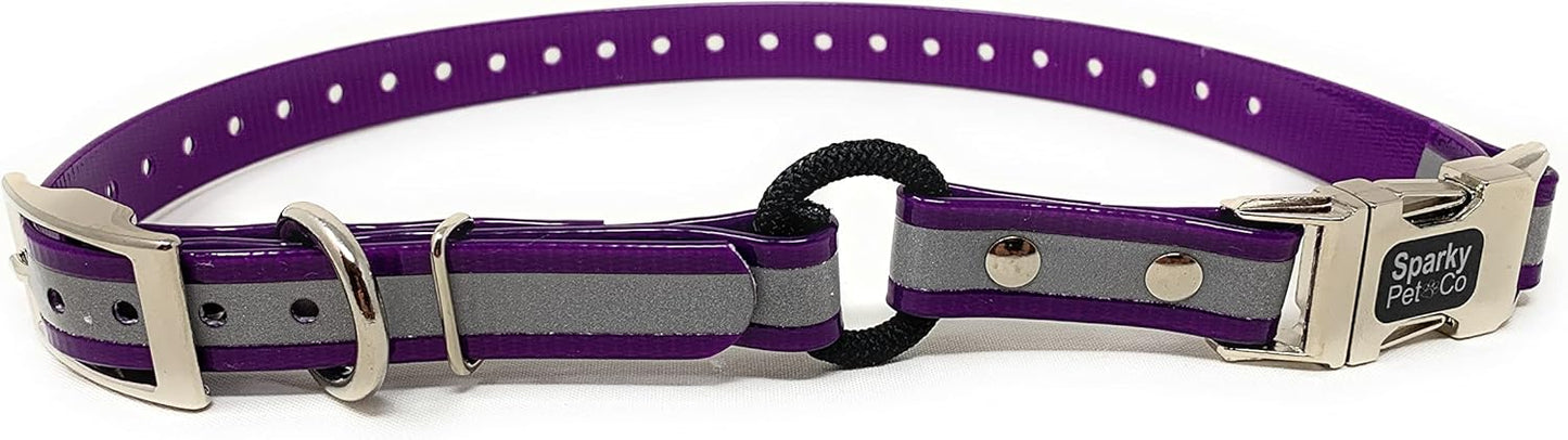 Sparky Pet Co - Zeus ECollar Replacement Strap - Bungee Loop Dog Collar - Waterproof Biothane - Adjustable - Double Buckle - Quick Snap Metal Clasp - Invisible Fence Systems - (Variants)