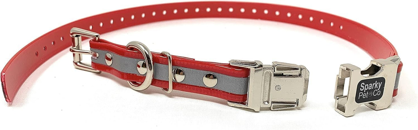 Sparky Pet Co - Zeus ECollar Replacement Strap - Bungee Loop Dog Collar - Waterproof Biothane - Adjustable - Double Buckle - Quick Snap Metal Clasp - Invisible Fence Systems - (Variants)