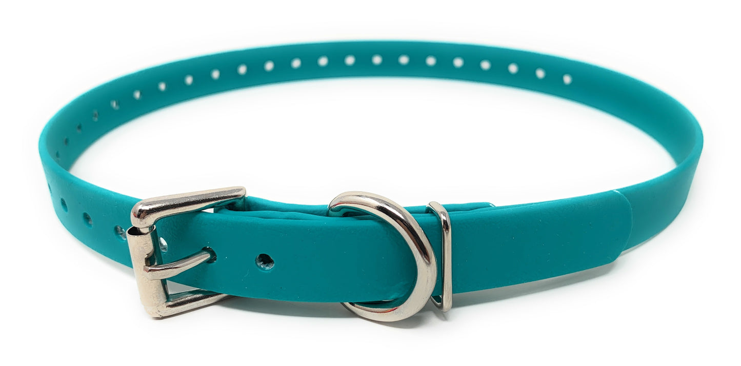 (2) Sparky Pet Co 3/4" Waterproof Biothane Roller Buckle E Collar Receiver Replacement Strap - 2 - Red/Teal