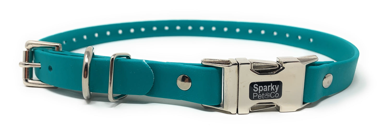Sparky Pet Co 1" Biothane Double Buckle E Collar Receiver Replacement Strap - Teal