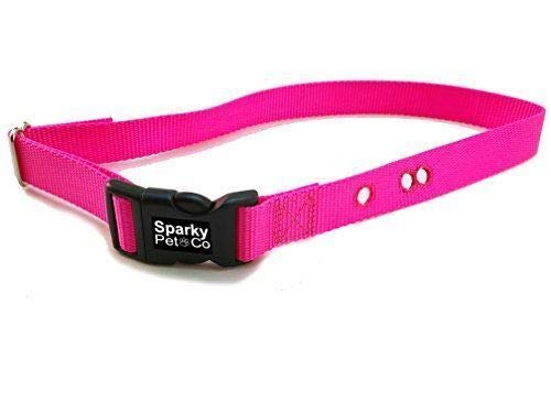 Sparky Pet Co 1” Nylon E-Collar Replacement Strap – 3 Non-Consecutive Holes – Heavy Duty Snap-Lock Buckle for Bark Fence Systems - Neon Pink