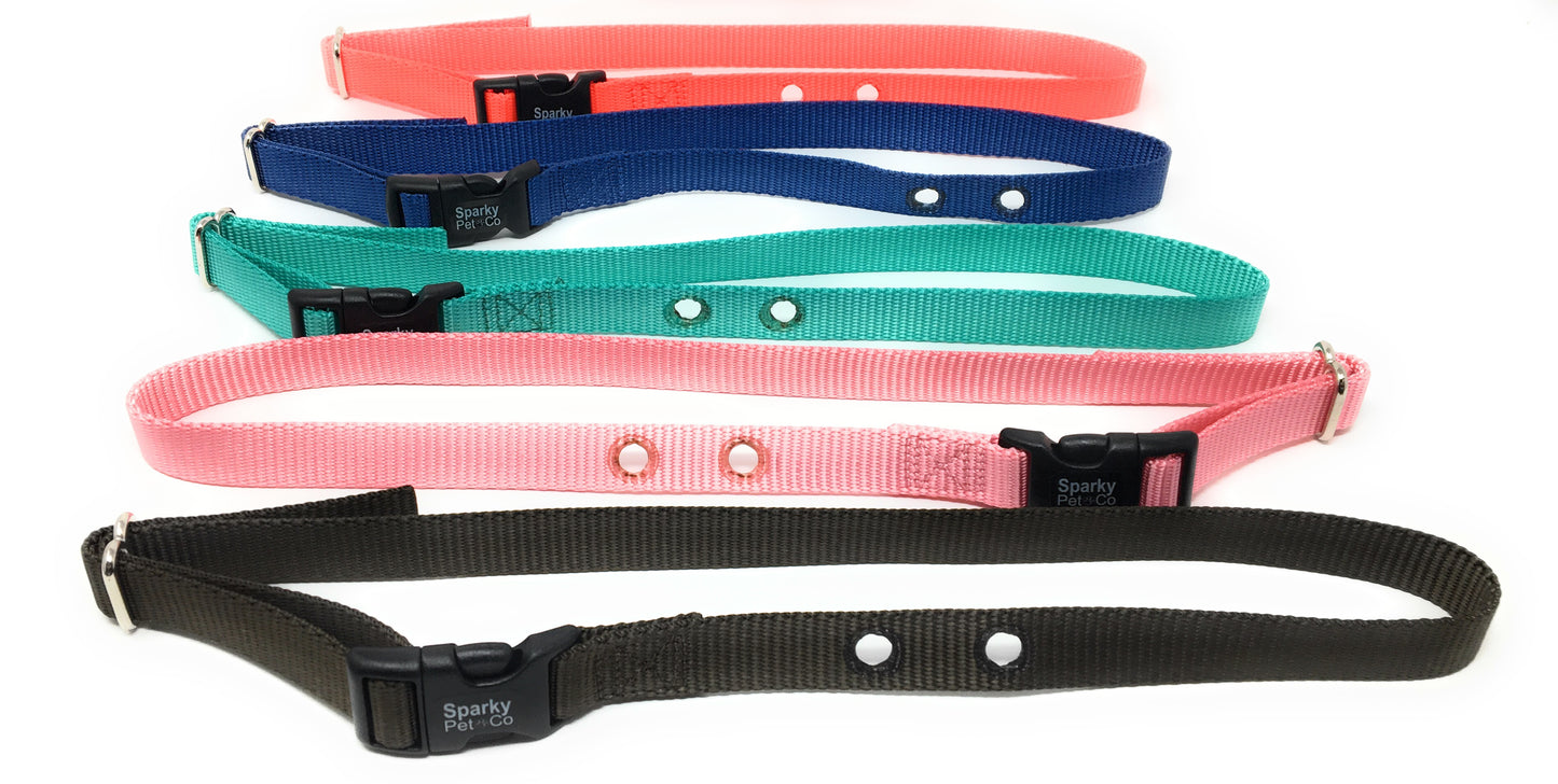 Sparky Pet Co 3/4" Nylon E-Collar Replacement Strap – 2-Hole 1 5/8" Apart – Universal Fit for Dog Fence Systems (Variants)