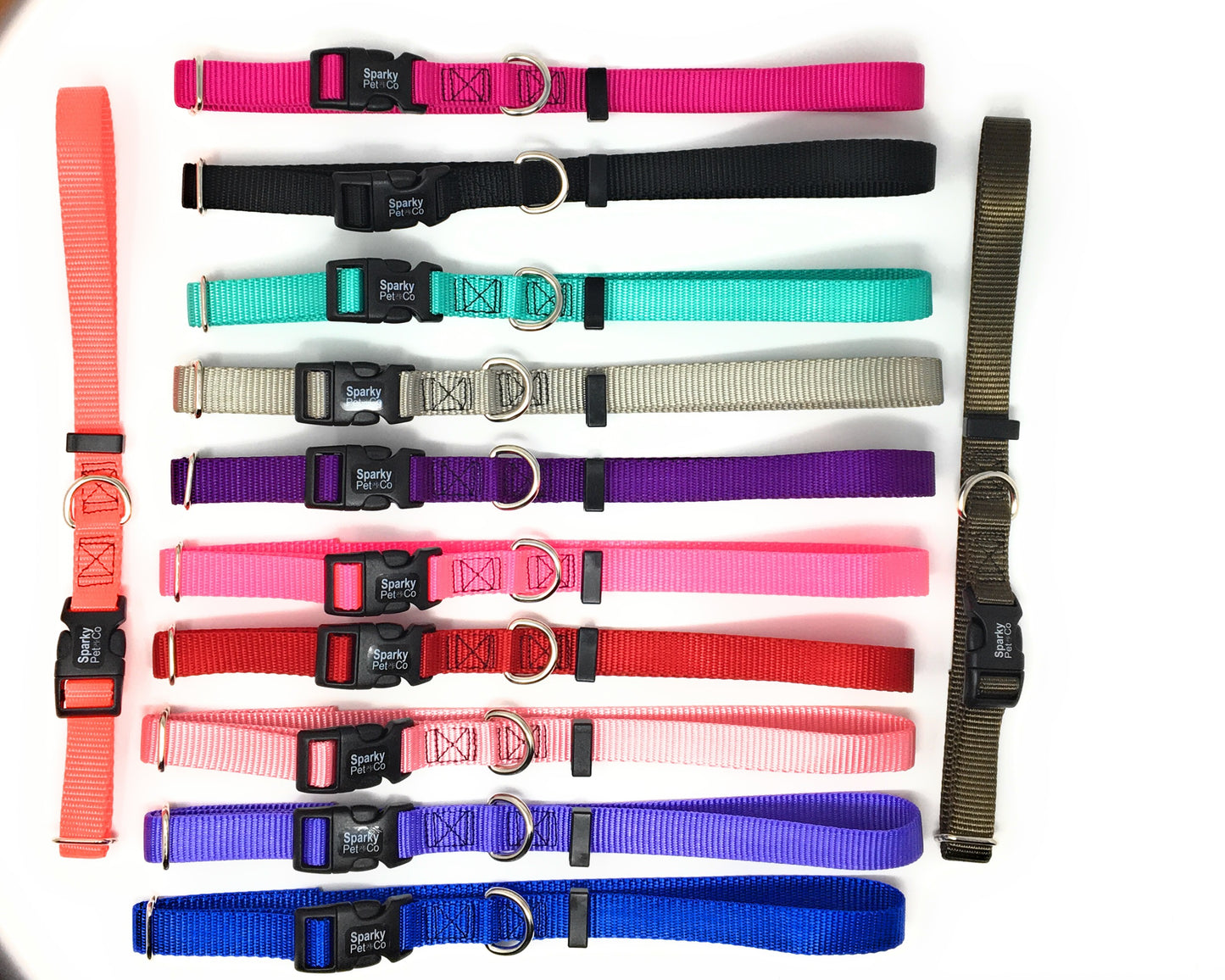 Sparky Pet Co 3/4" Universal Clip-N-Go Adjustable Nylon Dog Collars (Variants)