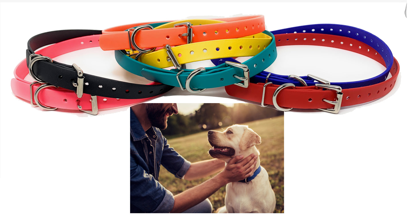 Sparky Pet Co 1" Waterproof Biothane Replacement Roller Buckle Dog Collar - Red
