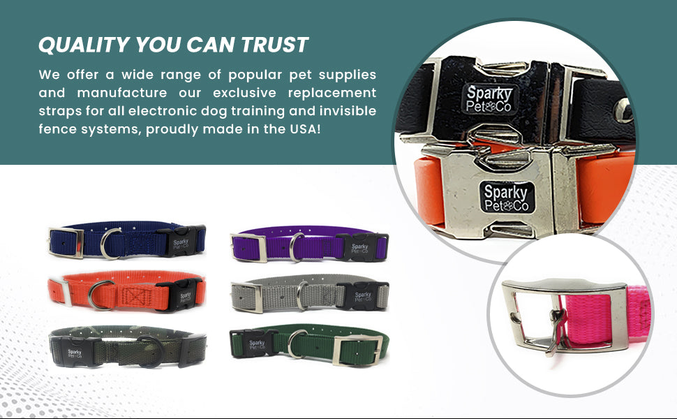 Sparky Pet Co 3/4" ECollar Replacement Strap Double Buckle Nylon Metal Clasp - Green