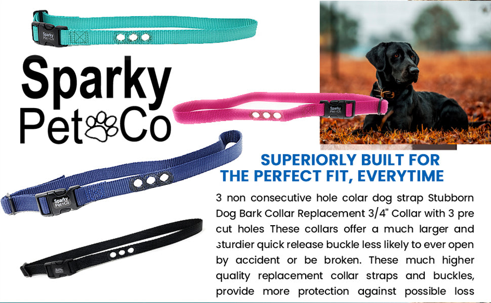 Sparky Pet Co 1” Nylon 3-Hole Consecutive Dog Fence E-Collar Receiver Strap – Universal Fit for Bark Training Systems - Navy