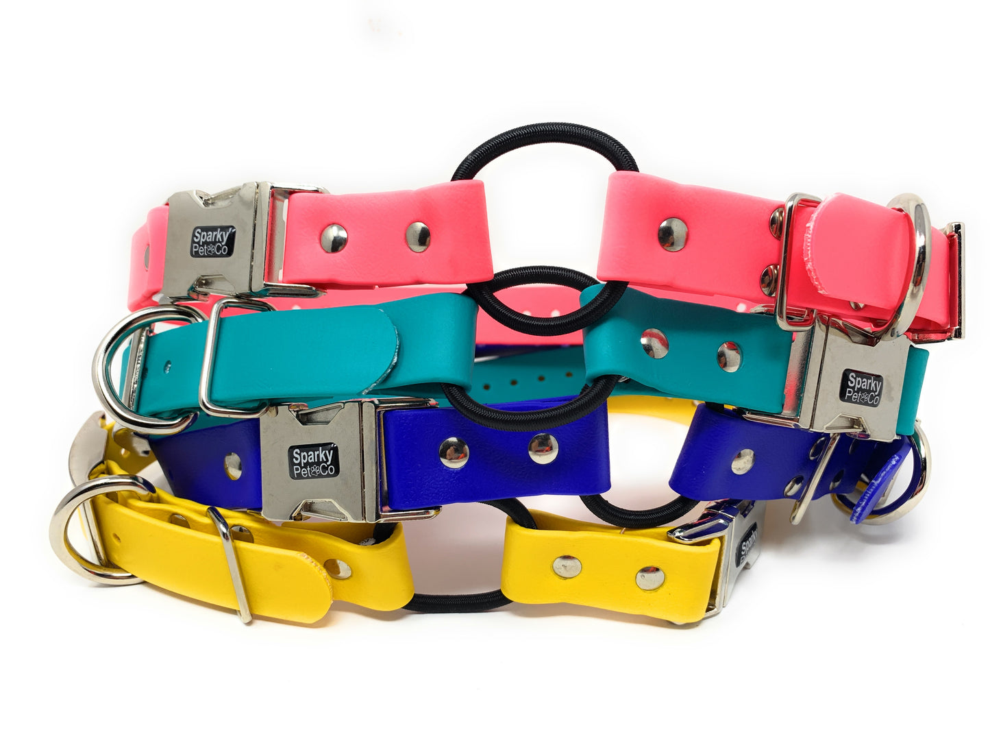 Sparky Pet Co - Zeus ECollar Replacement Strap - Bungee Loop Dog Collar - Waterproof Biothane - Adjustable - Double Buckle - Quick Snap Metal Clasp - Invisible Fence Systems - (Variants)
