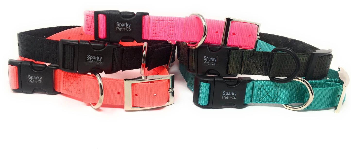 Sparky Pet Co 1" Heavy Duty Nylon E Collar Double Buckle Strap - 13 colors
