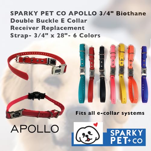 Sparky Pet Co 3/4" Biothane Apollo Double Buckle E Collar Receiver Replacement Strap