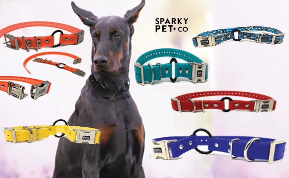 Sparky Pet Co 3/4" Zeus ECollar Replacement Strap Bungee Biothane Double Buckle Metal Clasp (Variants)