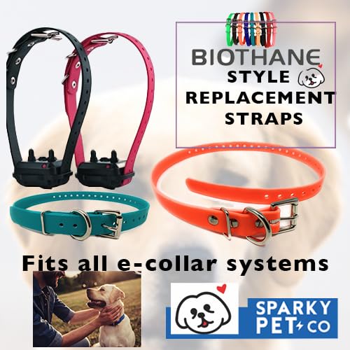 (2) Sparky Pet Co 3/4" Waterproof Biothane Roller Buckle E Collar Receiver Replacement Strap - 2 - Red/Teal
