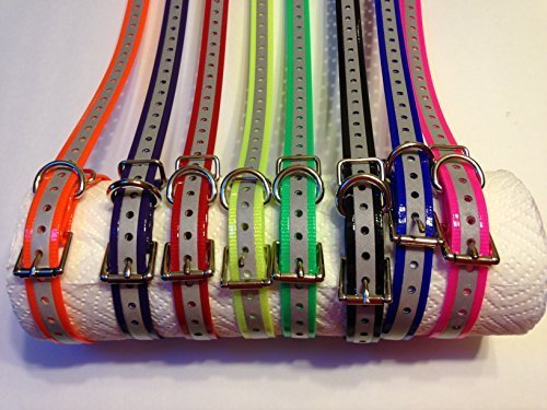 Sparky Pet Co 3/4" Inch Reflective High Flex Dog Roller Buckle Collar Straps (Green/Pink)