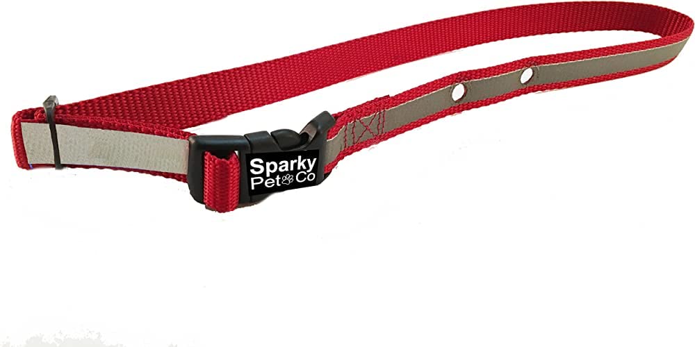 Sparky Pet Co 3/4" Nylon E-Collar Replacement Strap – 2-Hole 1 5/8" Apart – Universal Fit for Dog Fence Systems - Reflective Red