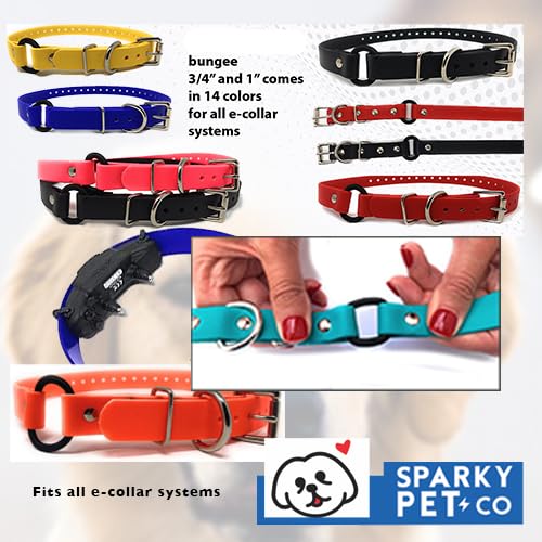 Sparky Pet Co - ECollar Replacement Strap - Bungee Loop Dog Collar - Waterproof Biothane - Adjustable - Metal Clasp - for Invisible Fence Systems (Variants)