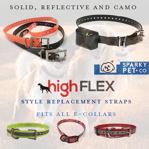 SparkyPet Co 1" Square Buckle High Flex Dog Strap for Garmin Dogtra - Reflective Blue