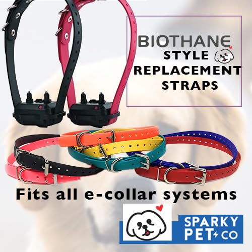 (2) Sparky Pet Co 3/4" Waterproof Biothane Roller Buckle E Collar Receiver Replacement Strap - 2 - Red/Teal