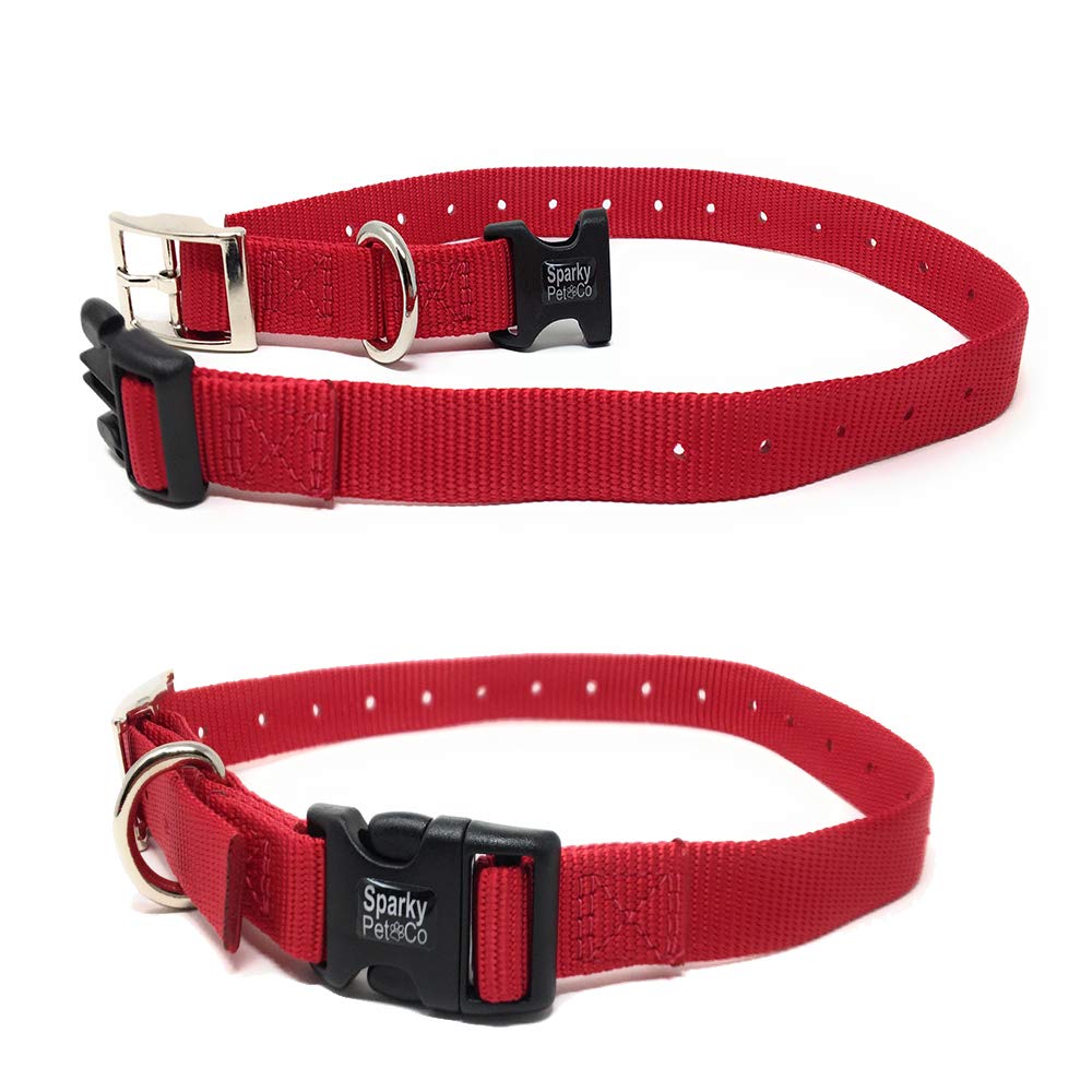 Sparky Pet Co 1" Red Quick Snap Double Buckle Replacement E Collar Dog Strap RED