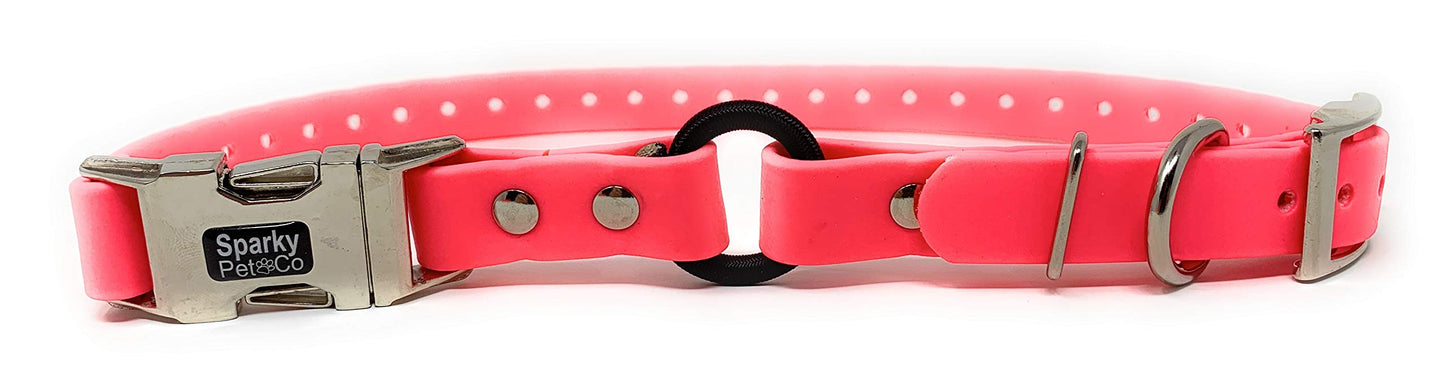 Sparky Pet Co 1" Zeus ECollar Replacement Strap Biothane Bungee Biot Double Buckle Metal Clasp - Neon Pink