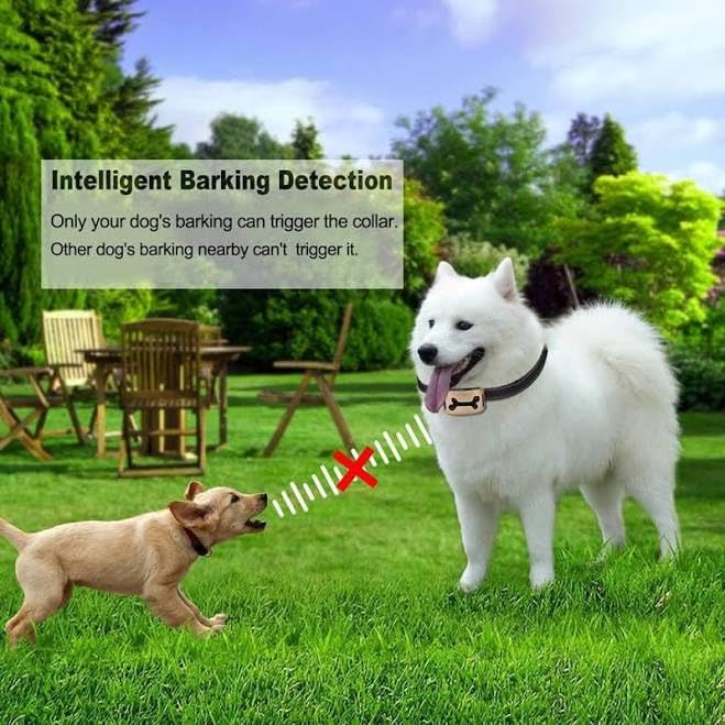 Dog Bark Collar - No Shock Vibration and Sound Stop Barking Collar for Dogs - 7 Level Sensitivities Anti Bark Collar - Humane Dog Barking Control, Ultrasonic Sound (Blue)