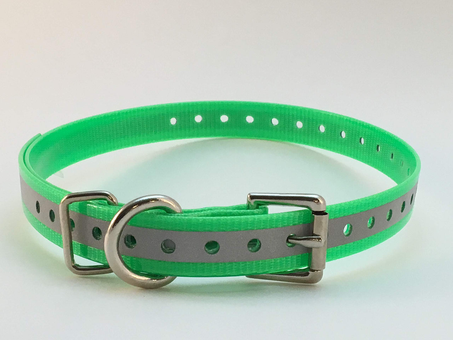 Sparky Pet Co 3/4" Inch Reflective High Flex Dog Roller Buckle Collar Straps (Green/Pink)