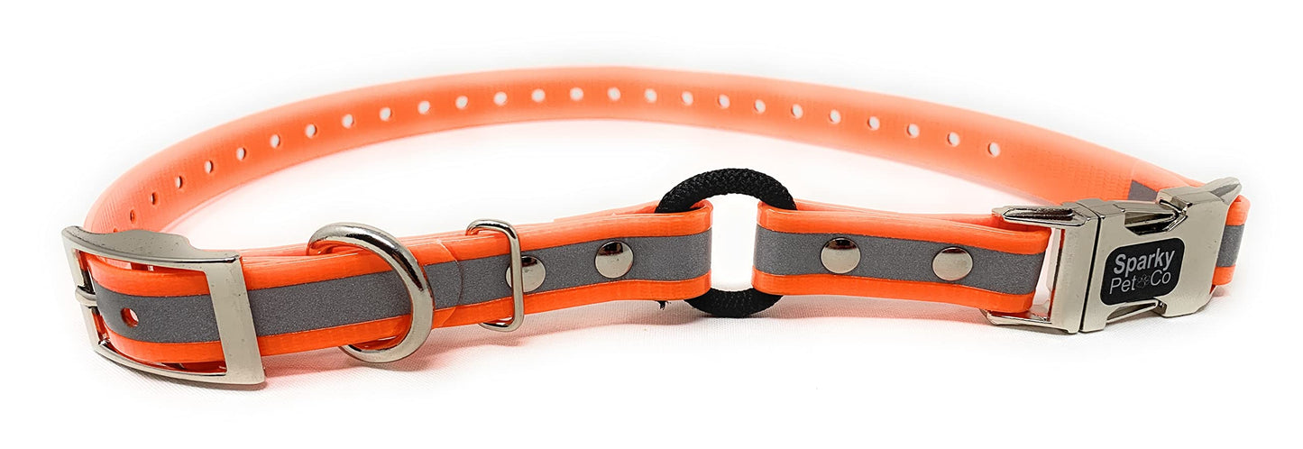 Sparky Pet Co 1" Zeus ECollar Replacement Strap - Bungee Loop Dog Collar - Reflective Orange