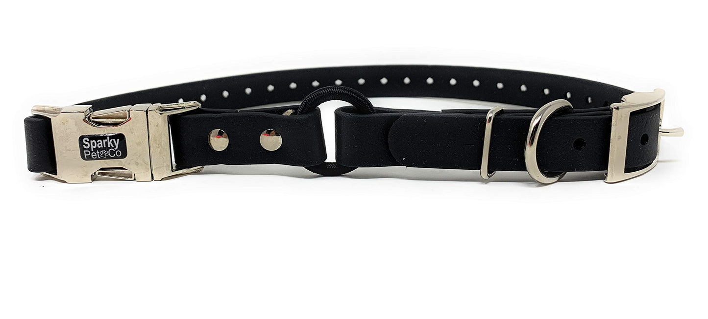 Sparky Pet Co - Zeus ECollar Replacement Strap - Bungee Loop Dog Collar - Waterproof Biothane - Adjustable - Double Buckle - Quick Snap Metal Clasp - Invisible Fence Systems - (Variants)