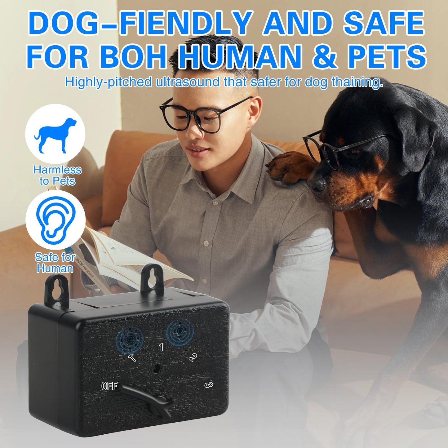 Anti Barking Device for Dogs Ultrasonic Bark Box Dog Barking Deterrent Devices with 3 Modes Waterproof Stop Barking Dog Devices for Indoor & Outdoor Dogs Safe for Human Dog